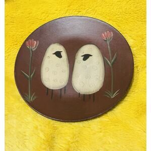 The Hearthside Collection Donna White Handpainted Wood Folk Art Sheep Plate 6”